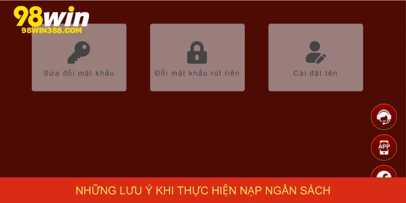 Những lưu ý khi thực hiện nạp ngân sách