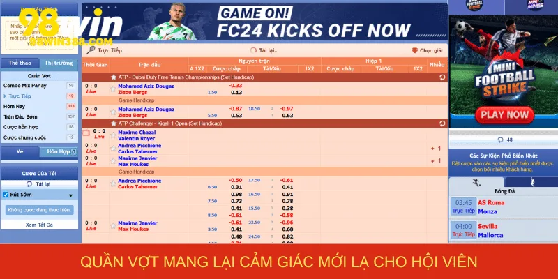 Quần vợt mang lại cảm giác mới lạ cho hội viên