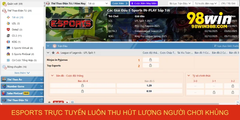 Esports trực tuyến luôn thu hút lượng người chơi khủng