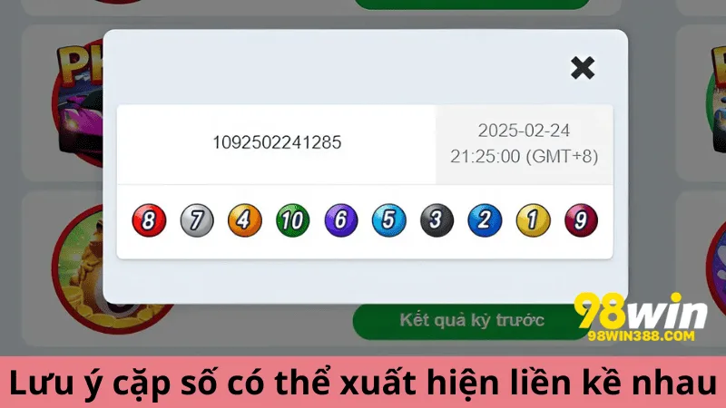 Lưu ý những cặp số có thể xuất hiện liền kề nhau